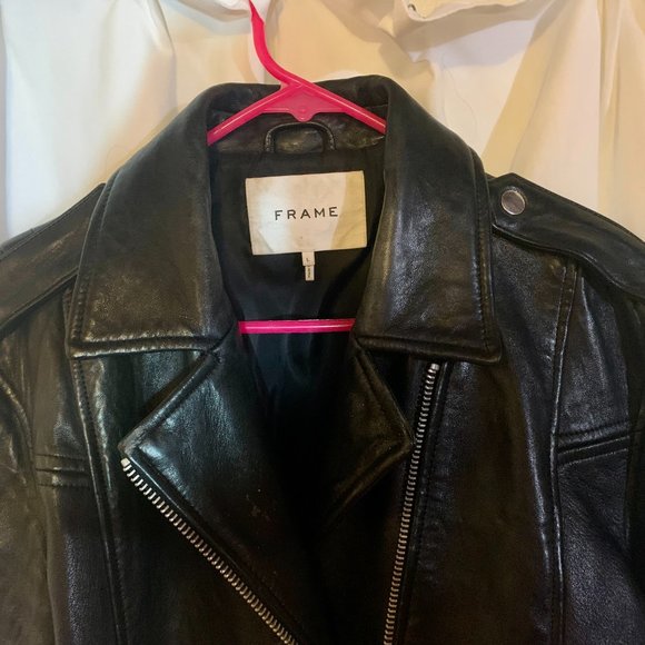 FRAME Crop Moto Leather Jacket L - Picture 8 of 11